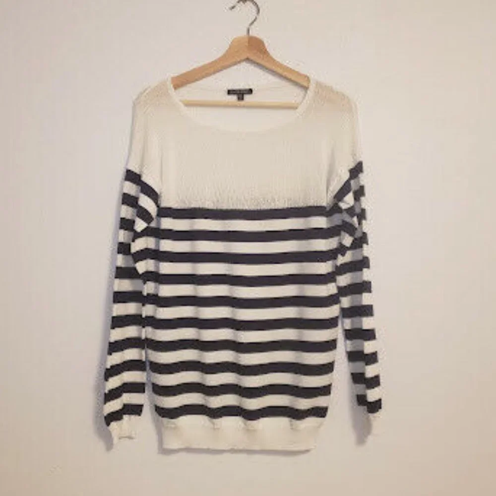 La Fee Verte Black White Size Medium / Large Striped Long Sleeve Casual Shirt - Picture 2 of 8